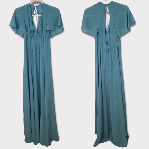 NWT Show Me Your MuMu‎ Maxi Dress Faye Flutter Blue Size XS New With Tags Boho - Picture 4 of 13